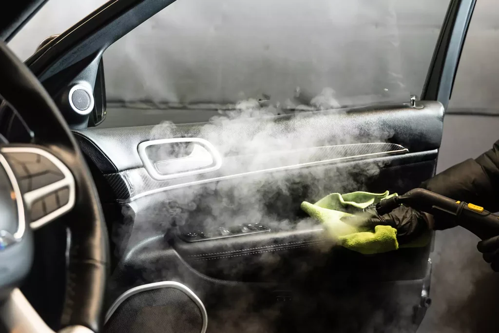 Steaming the interior of a car